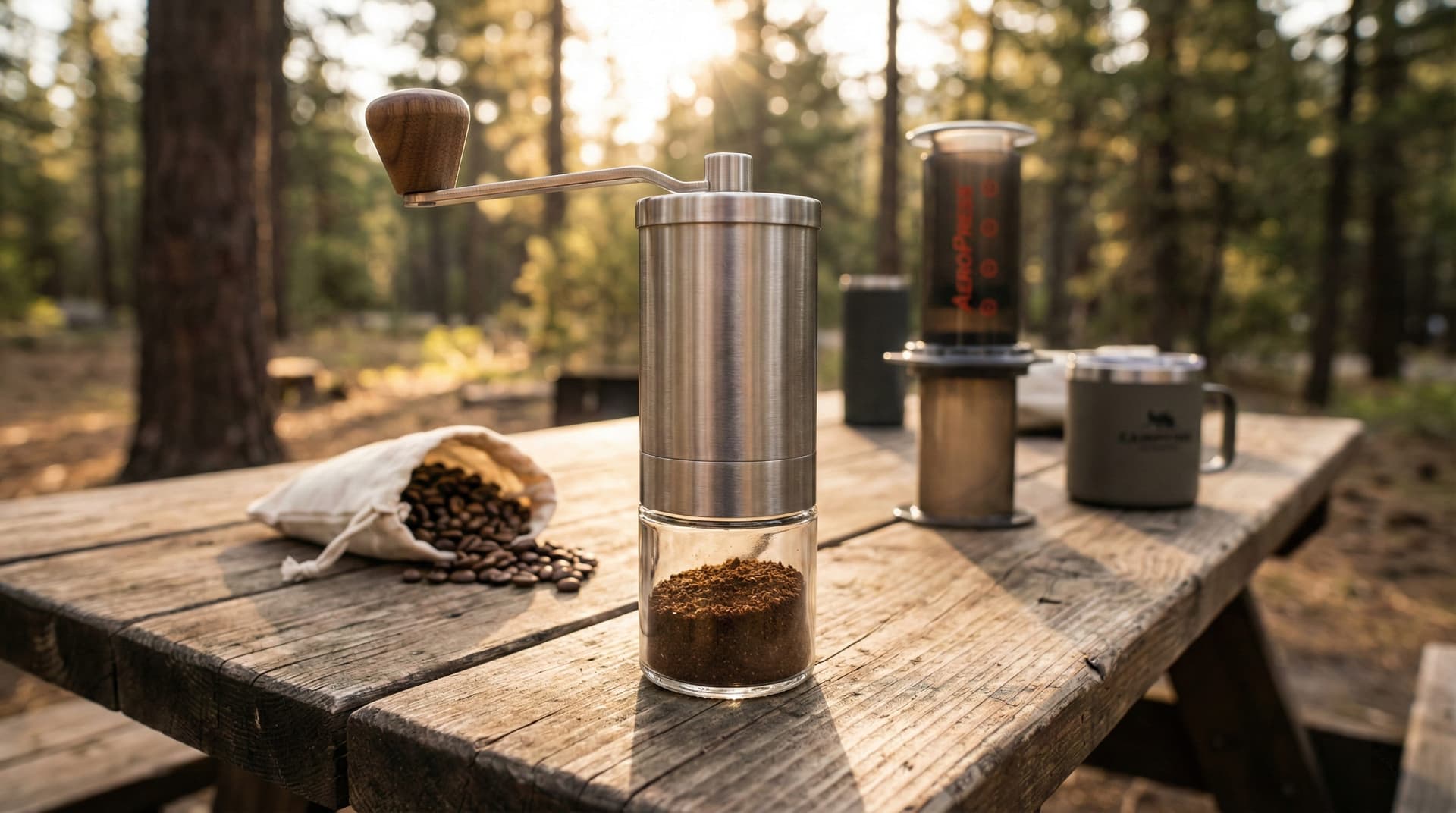 Timemore Chestnut C3 compact manual hand coffee grinder with dual-bearing stabilization system for burr alignment, 38mm stainless steel conical burrs, stepless grind adjustment mechanism, lightweight aluminum construction for portability, travel-friendly portable design perfect for camping and office, single-origin filter coffee grinding capability, precision manual extraction control, specialty coffee on-the-go equipment, burr stability optimization tested for home barista brewing and travel enthusiasts