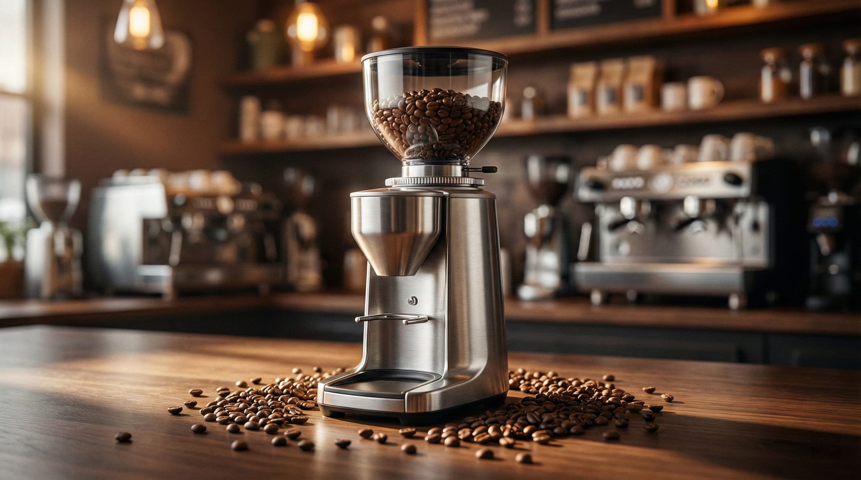 Professional burr grinder equipment background