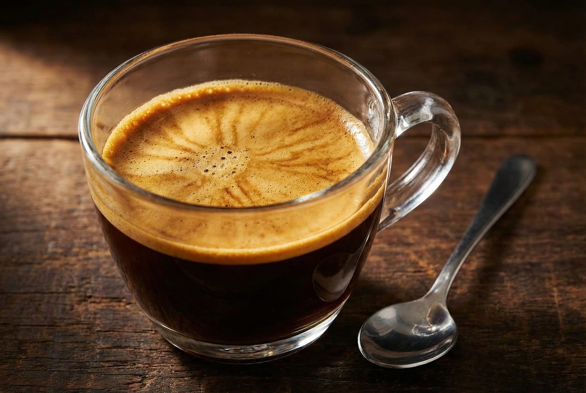 Perfect espresso shot extraction with rich golden crema layer showing foundation for specialty espresso beverages and milk-based coffee drinks