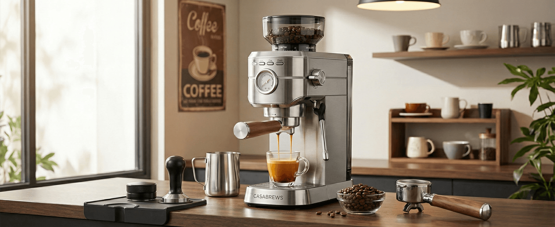 CASABREWS CM5418 all-in-one espresso machine with built-in conical burr grinder