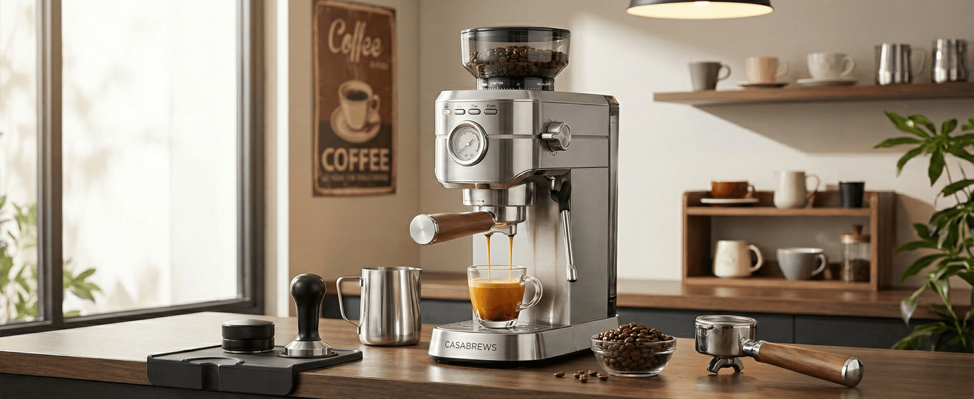 CASABREWS CM5418 all-in-one espresso machine with built-in conical burr grinder