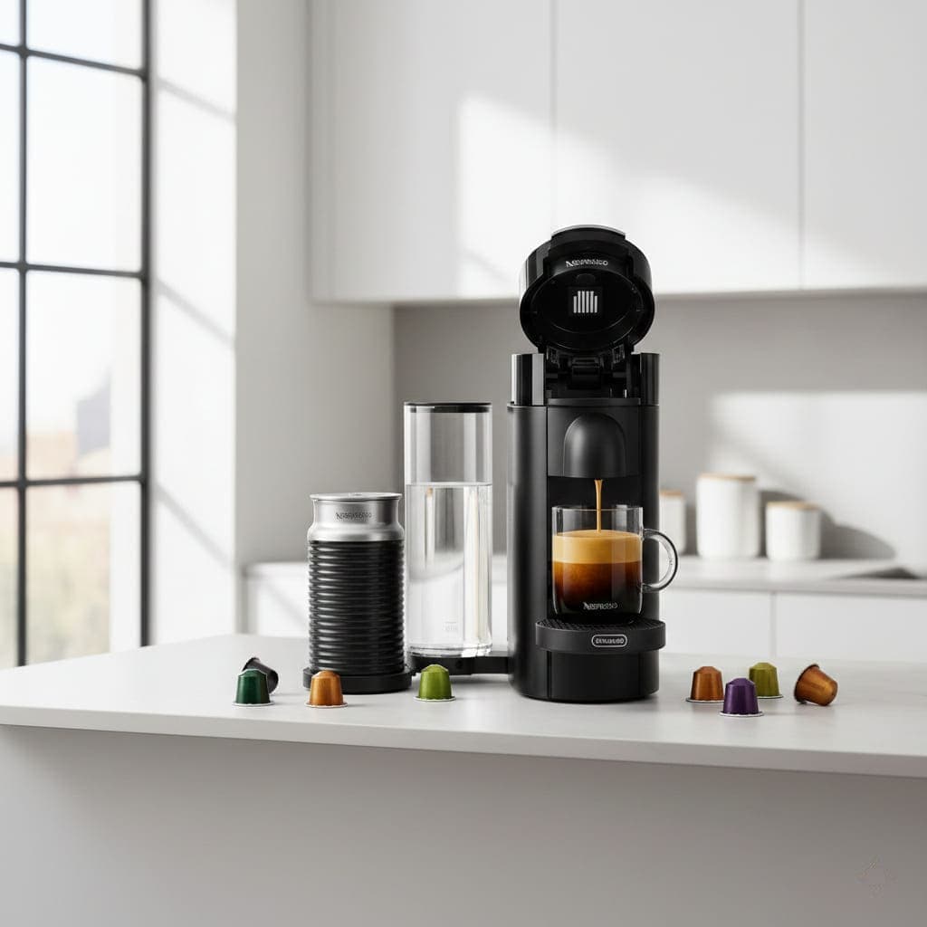 Nespresso VertuoPlus pod espresso and coffee maker with automatic capsule system