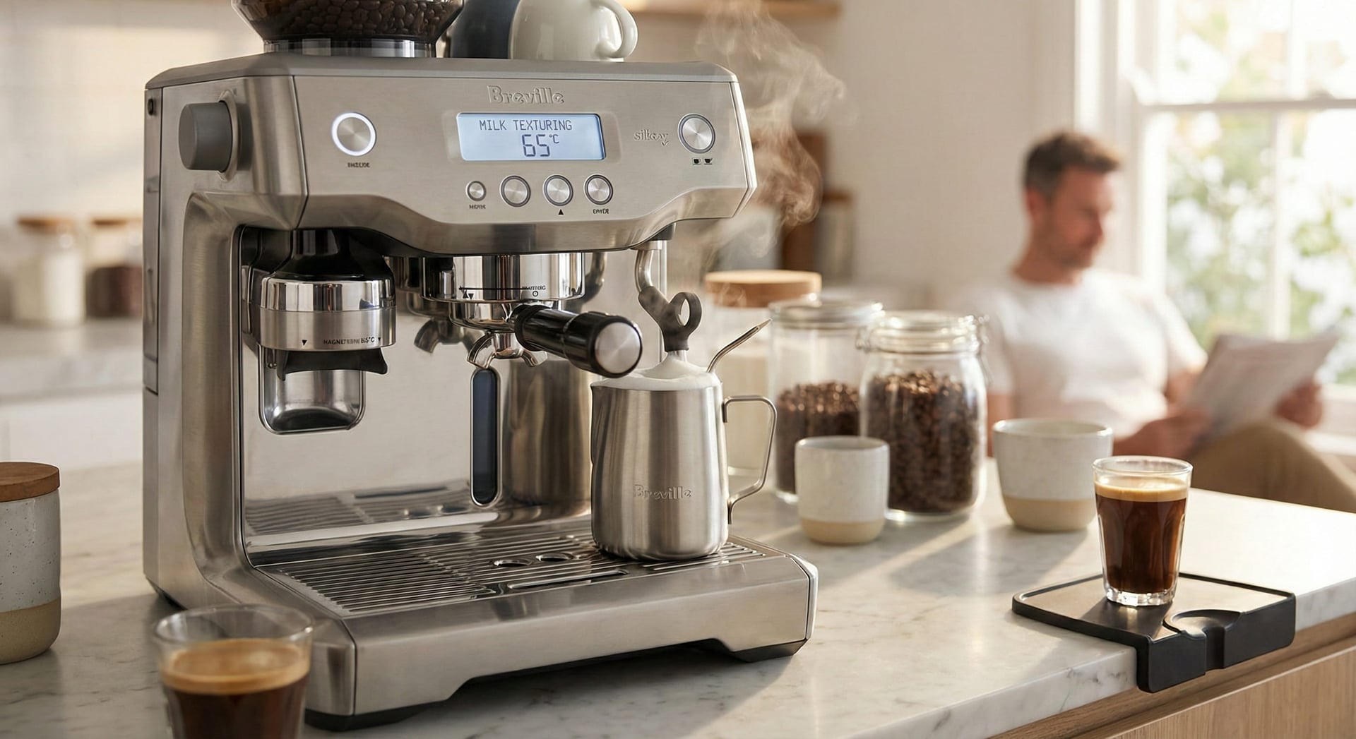 Breville Oracle automatic milk texturing wand with hands-free microfoam creation and temperature control for lattes and cappuccinos