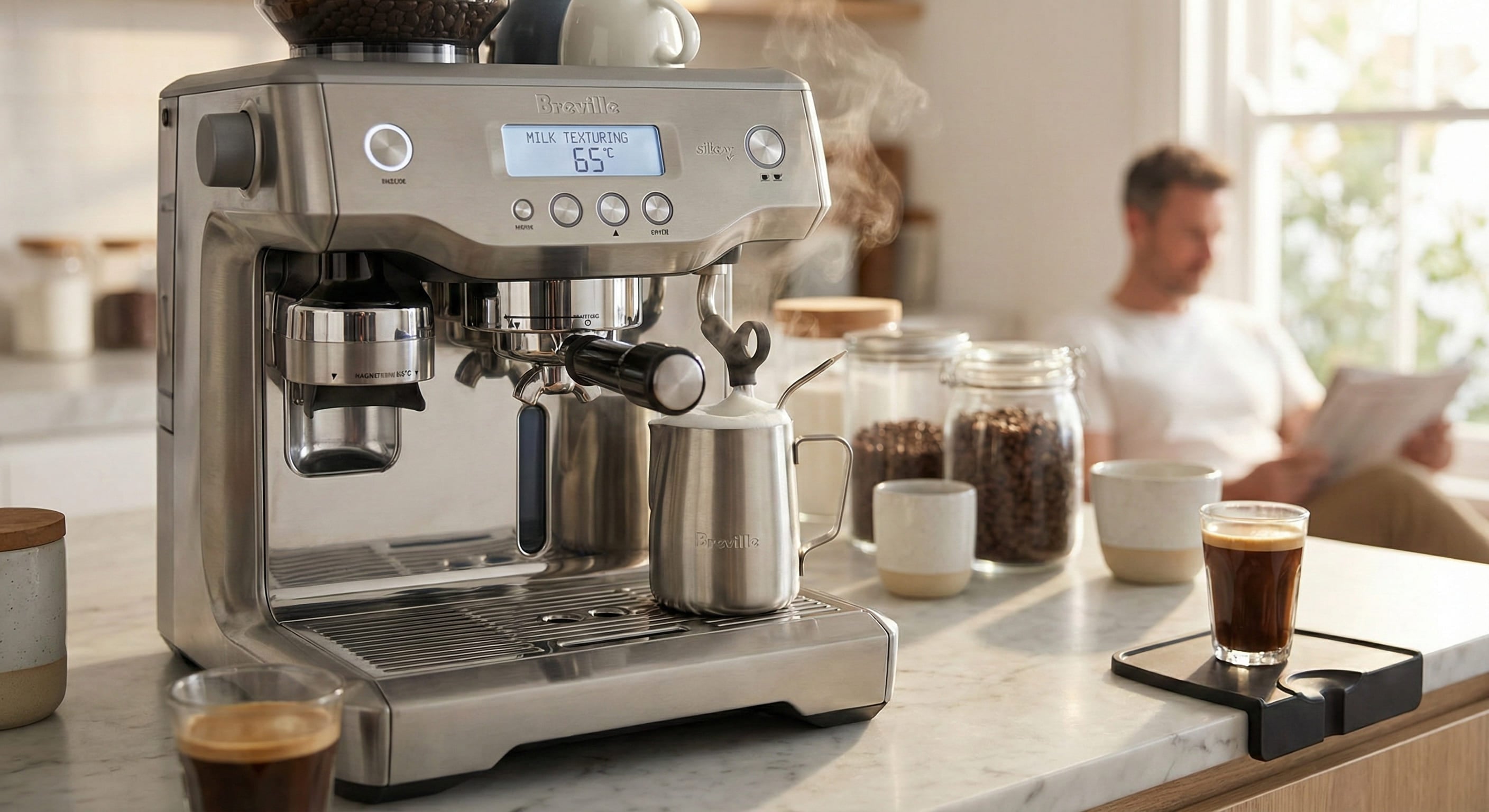 Breville Oracle automatic milk texturing wand with hands-free microfoam creation and temperature control for lattes and cappuccinos