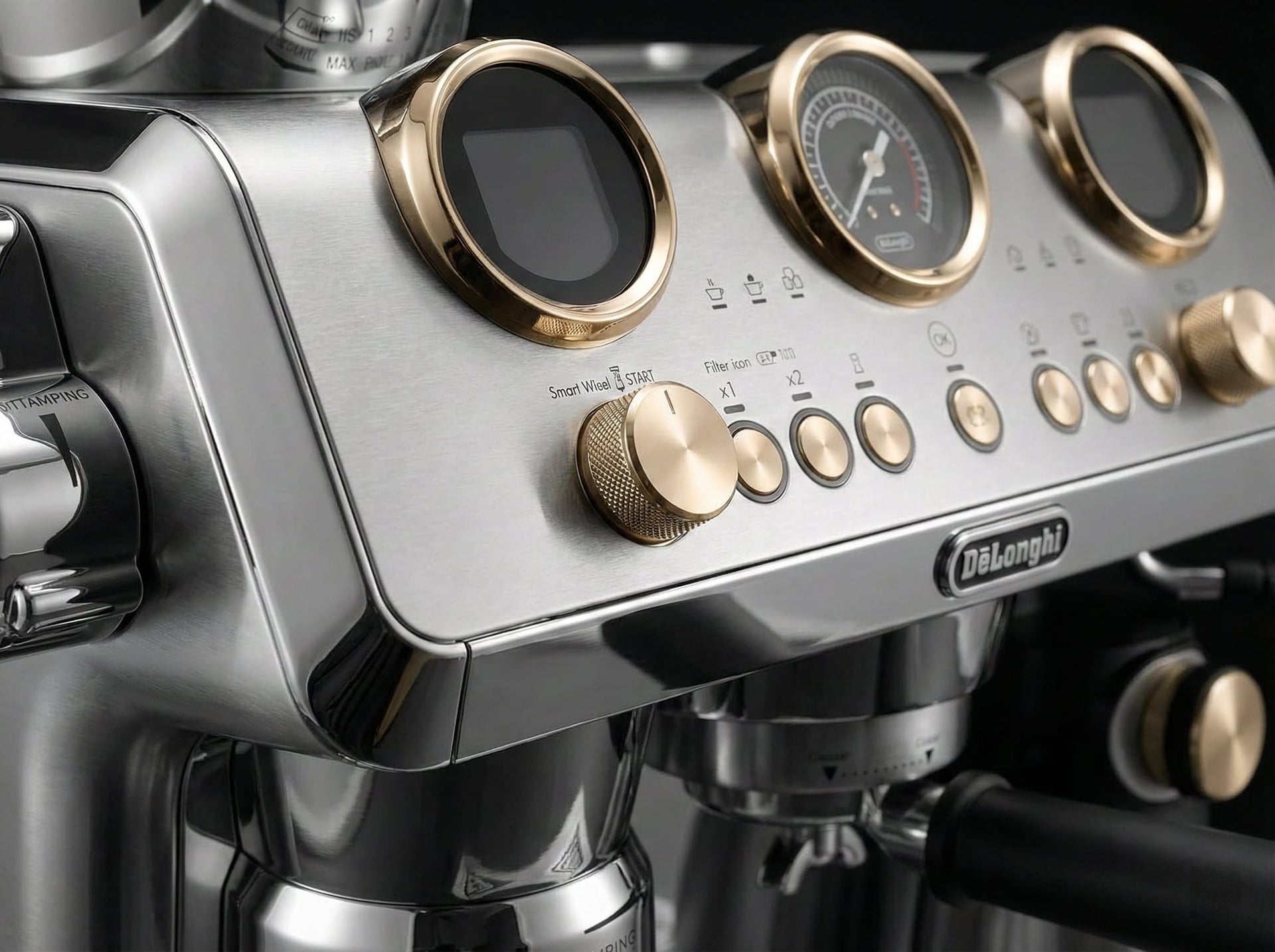 Opera commercial-grade 32lb metal construction vs Bambino Plus build quality dual thermoblock detail close-up