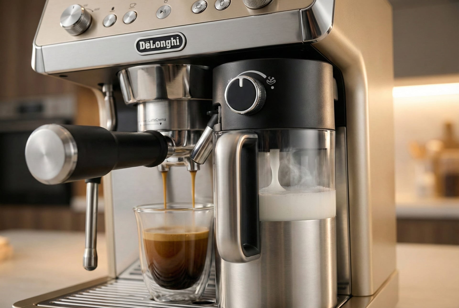 LatteCrema automatic microfoam 140-145°F insulated carafe Opera vs Arte manual steaming latte art quality