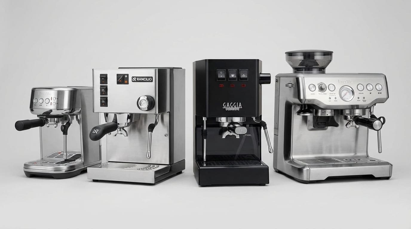 Gaggia Classic Pro compared to Rancilio Silvia and Bambino Plus espresso machines side by side