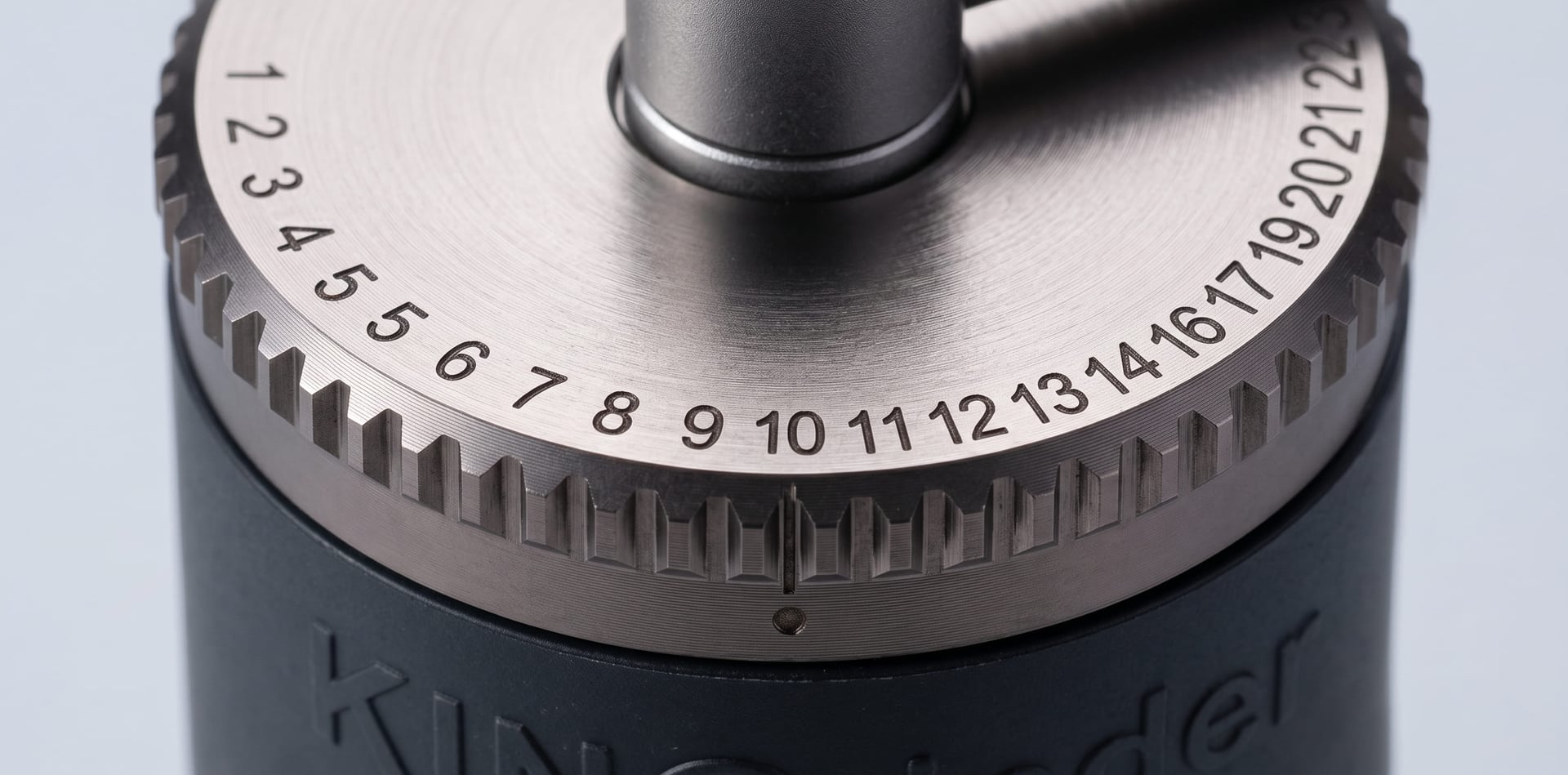 KINGrinder K7 stepless adjustment ring numbered positions grind setting dial kingrinder k7 manual grinder espresso filter coffee setting precision