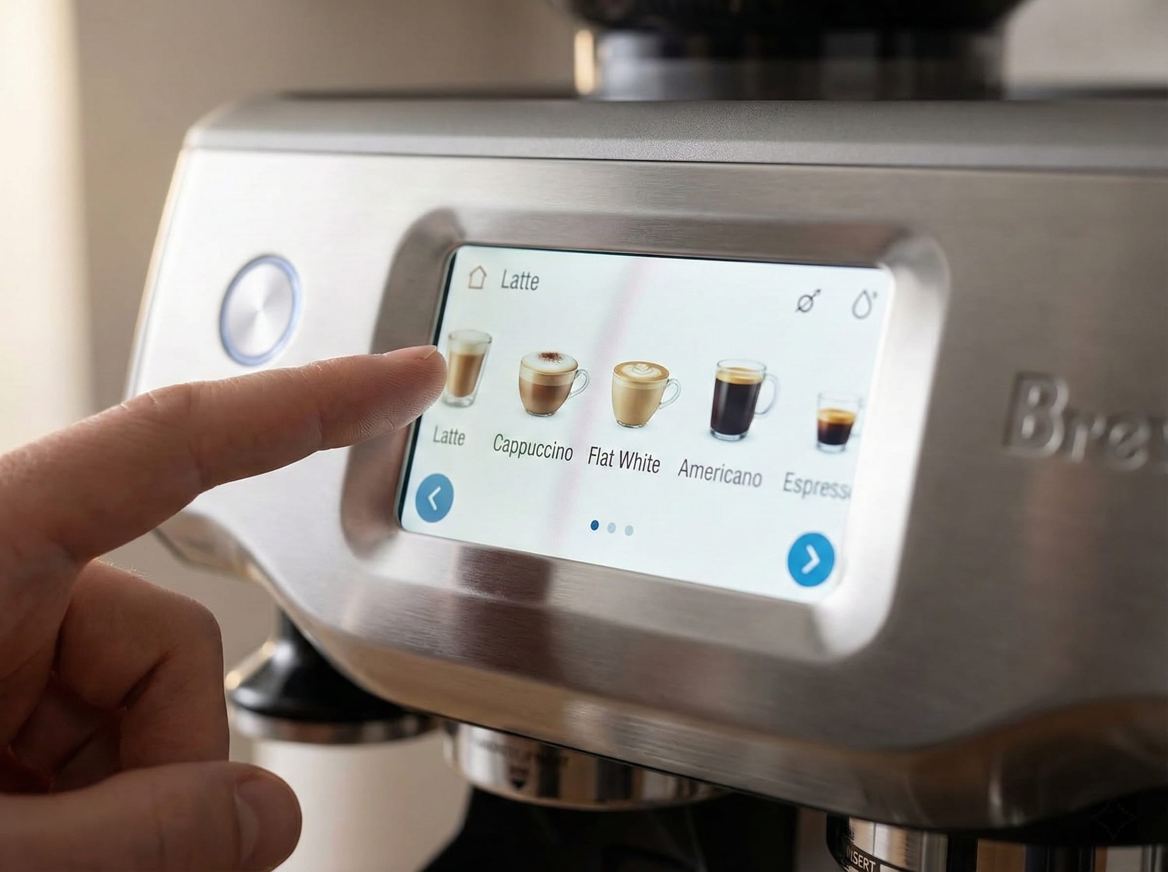 Touch Impress 4.7in color touchscreen interface programmable drink profiles vs Jura E8 manual espresso workflow