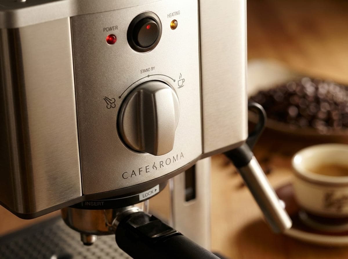 Breville Cafe Roma stainless steel Italian design first espresso machine under $250 9.5in compact vs Mr. Coffee Barista
