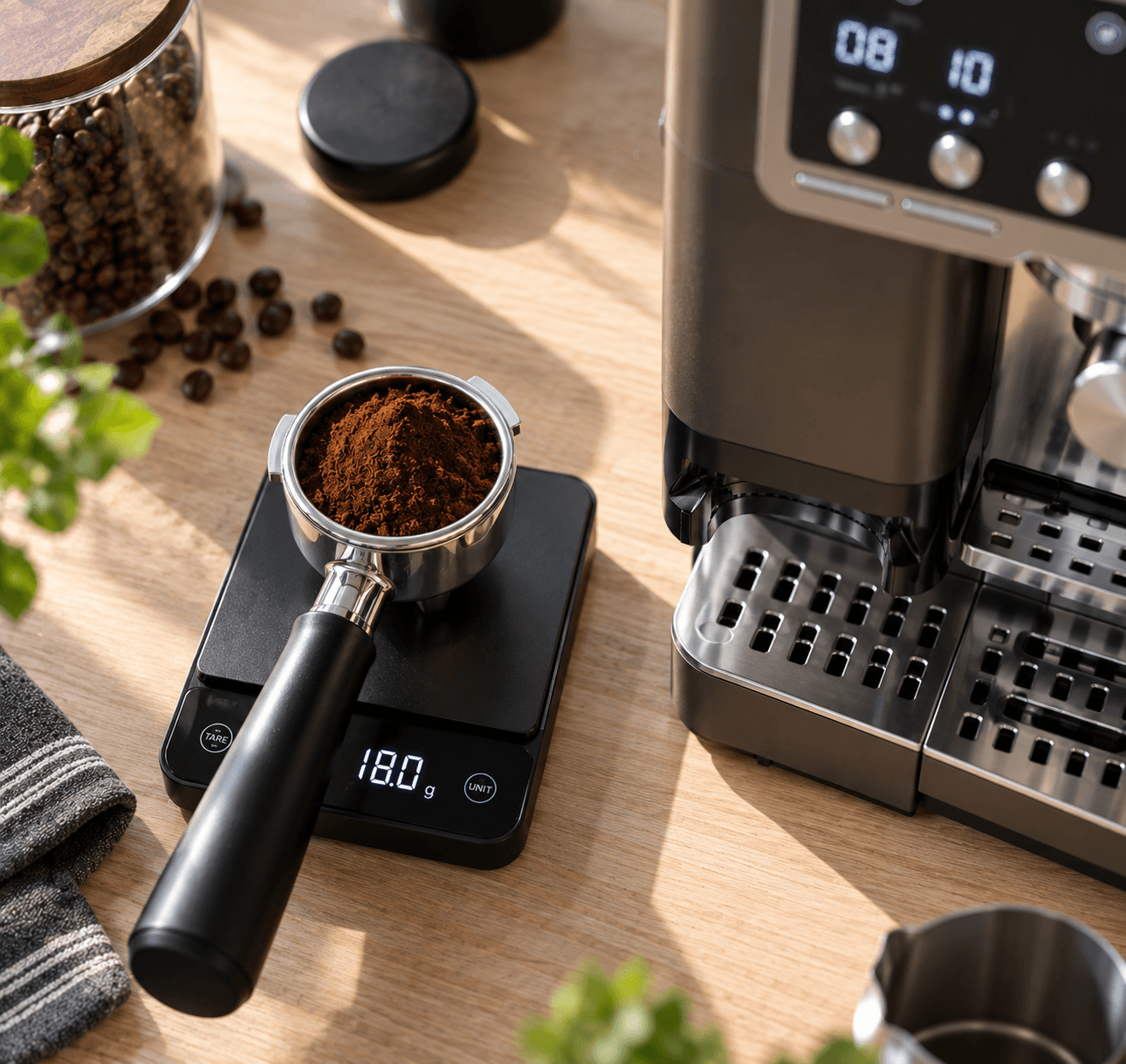 Ninja Luxe Café Pro built-in weight-based scale and conical burr grinder with 25 grind settings dial