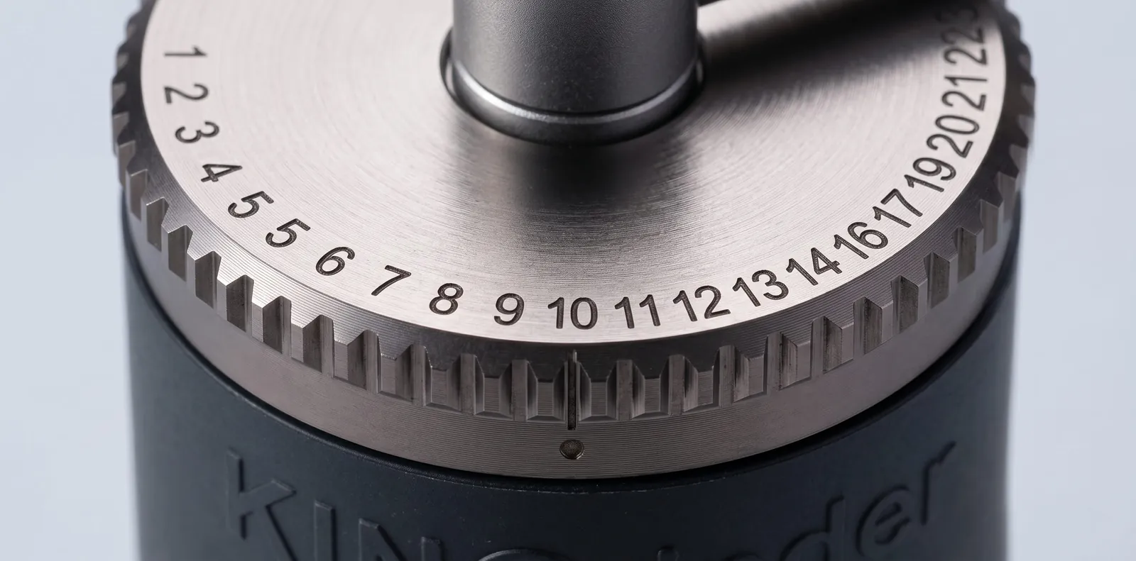 KINGrinder K6 stepped adjustment ring with numbered grind positions in a close-up