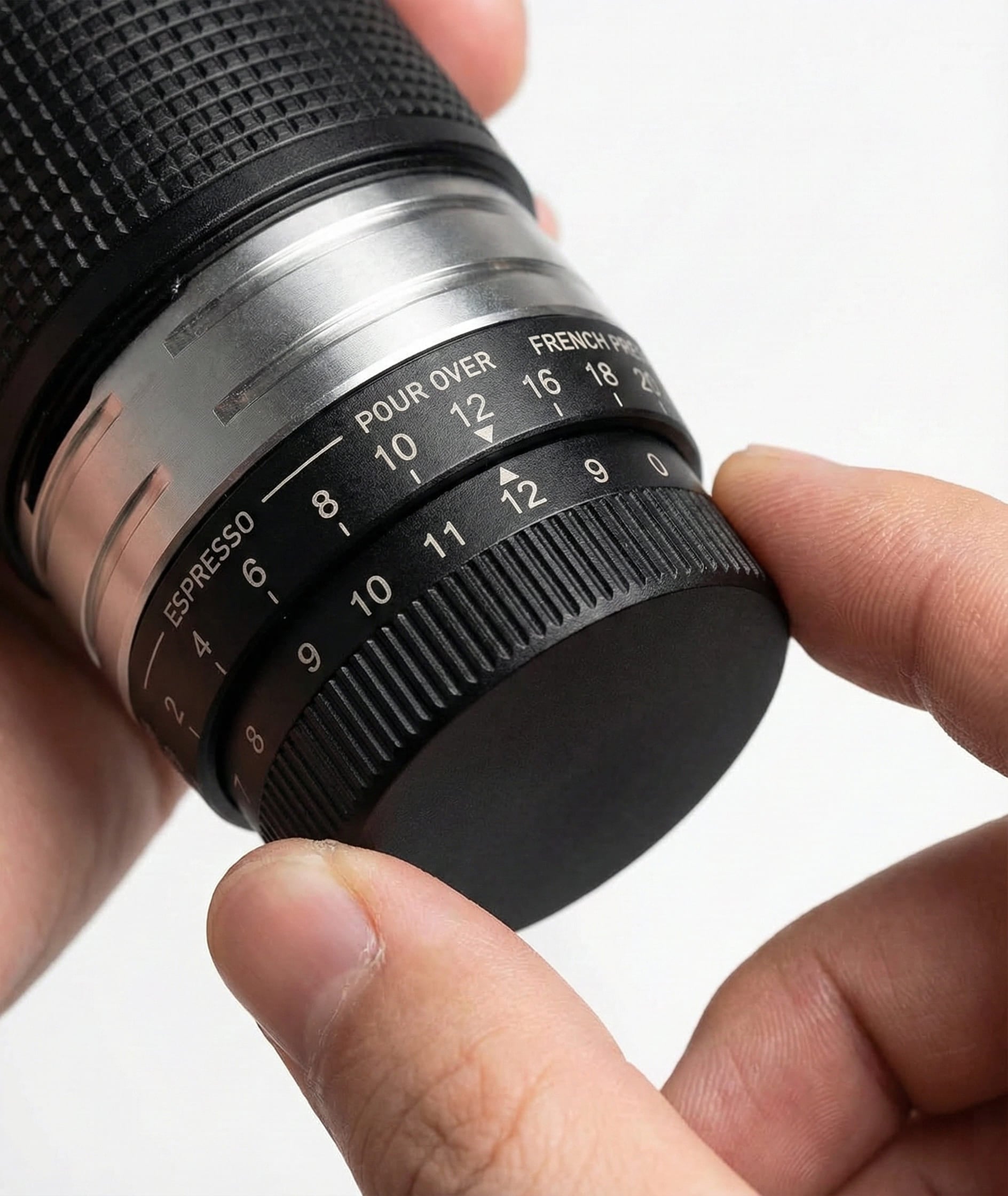 Timemore Chestnut C3 20-click stepped adjustment dial numbered grind settings manual grinder for pour-over V60 Aeropress espresso French press