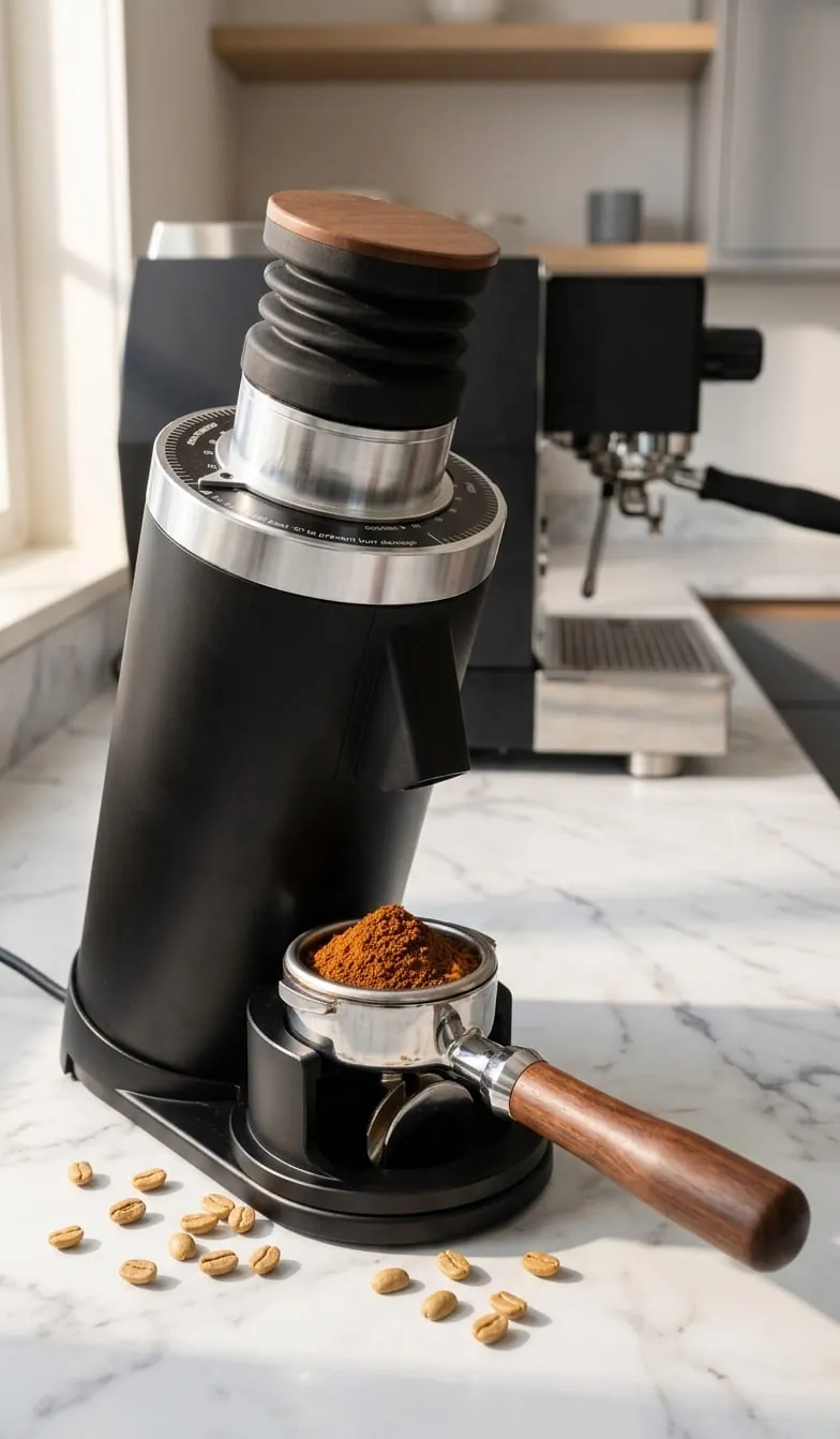 Turin DF64 Gen 2 single-dose espresso grinder with 64mm flat burrs