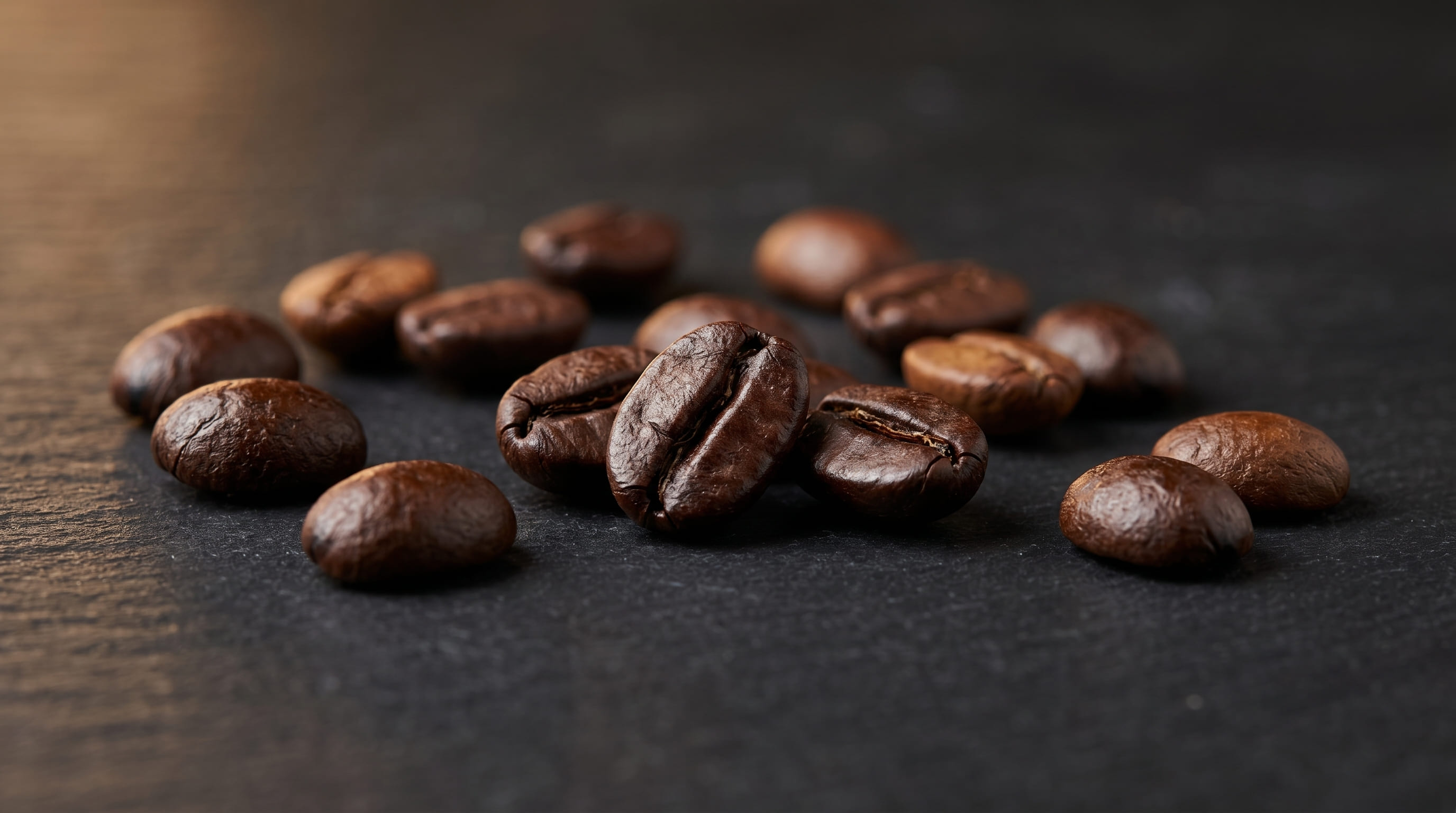 Peet's Coffee Dark Roast whole beans showing oily dark surface characteristic of deep roast development