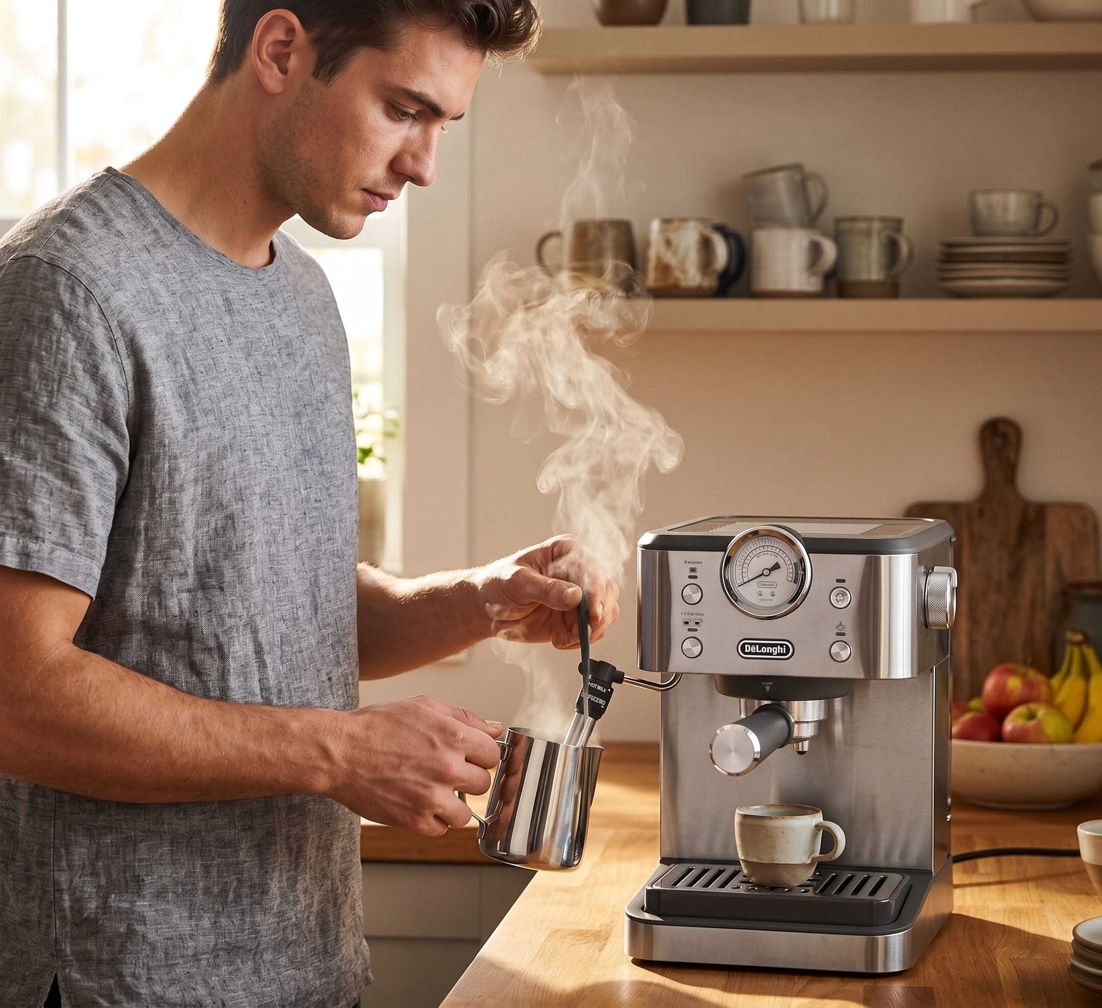 De'Longhi Classic Signature Adjustable Milk Frother steam wand frothing milk microfoam latte espresso machine