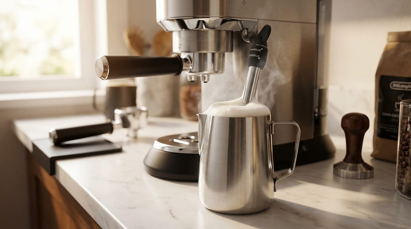 DeLonghi Dedica panarello steam wand 90-second milk frothing manual steaming vs Gaggia Classic Pro wand